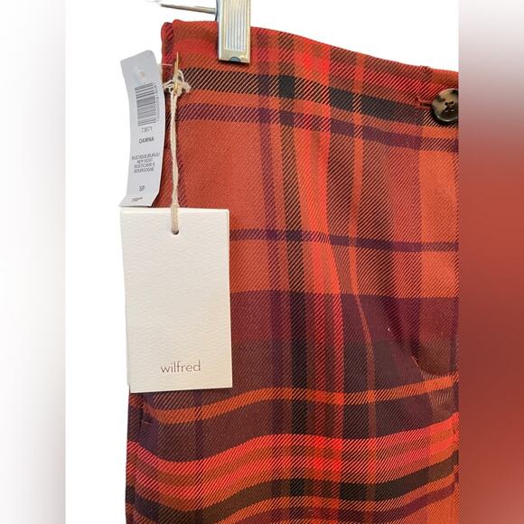 WILFRED NWT ARITZIA Dawna Check Plaid Barrel Leg Pant Burgundy Size Small Autumn - Picture 4 of 10